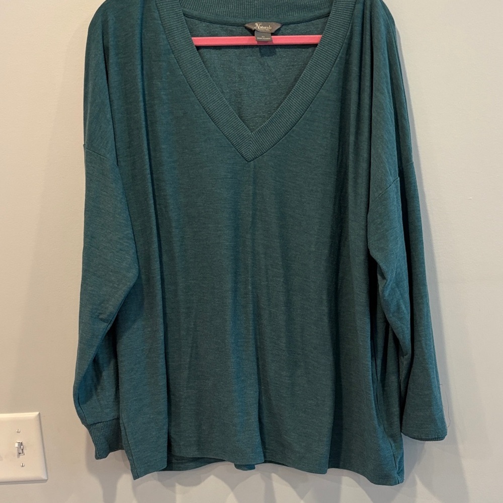 Natural Reflections Teal V-Neck Blouse